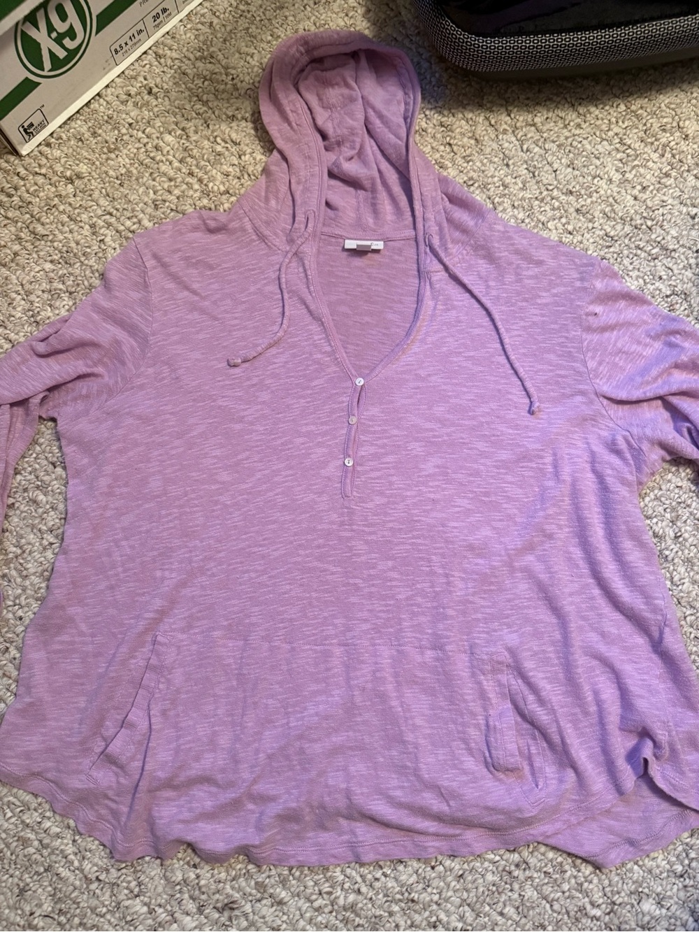 J. Jill Lavender Slub Knit Hooded Henley Pullover